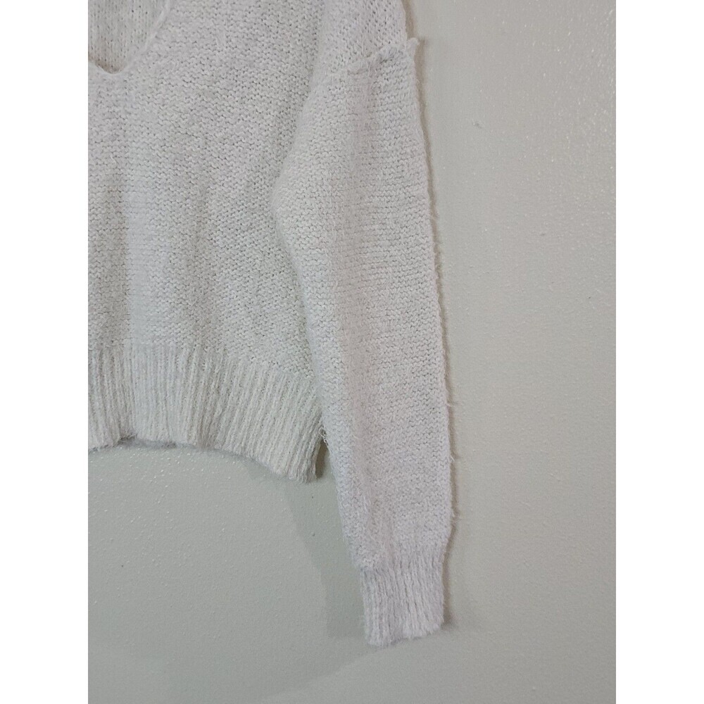 Free People We The Free Theo Cropped V Neck Sweater Ivory Knit Womens XS - Picture 6 of 13
